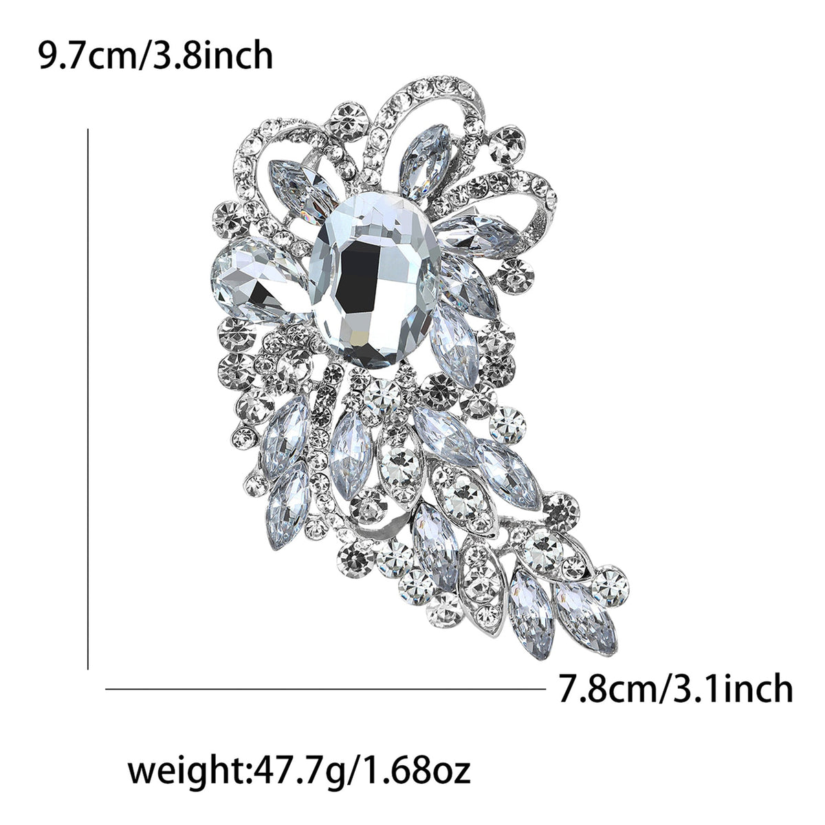 Large Rhinestone Leaf Oval Brooch PA5292