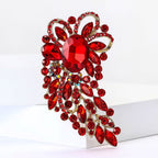 Large Rhinestone Leaf Oval Brooch PA5292