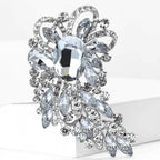 Large Rhinestone Leaf Oval Brooch PA5292
