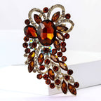 Large Rhinestone Leaf Oval Brooch PA5292