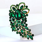 Large Rhinestone Leaf Oval Brooch PA5292