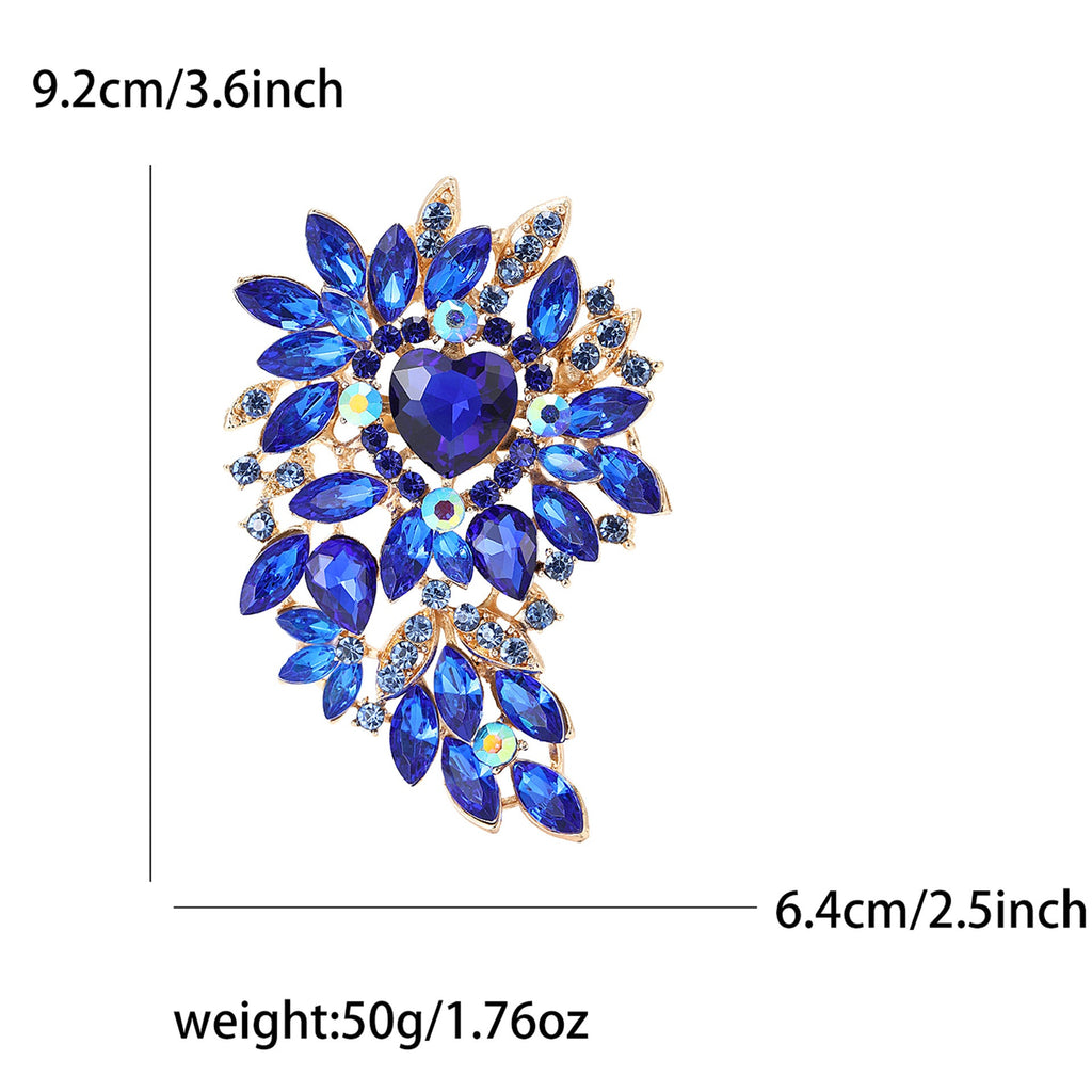 Large Rhinestone Leaf Heart Brooch PA5293 - view 9