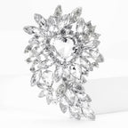Large Rhinestone Leaf Heart Brooch PA5293 - view 19