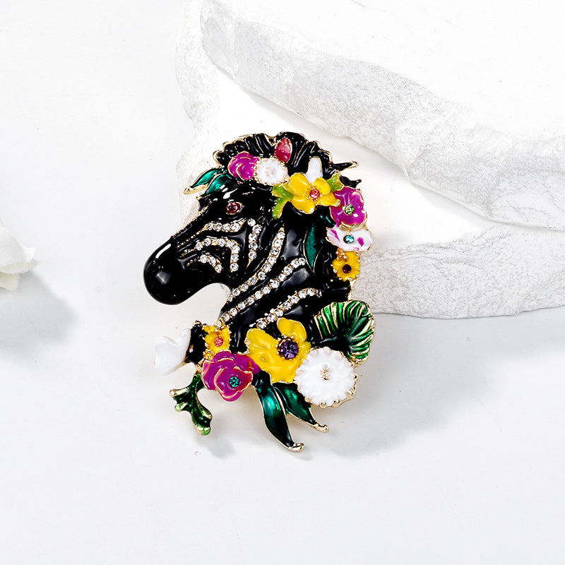 Enamel Floral Zebra Brooch PA5299 - view 2