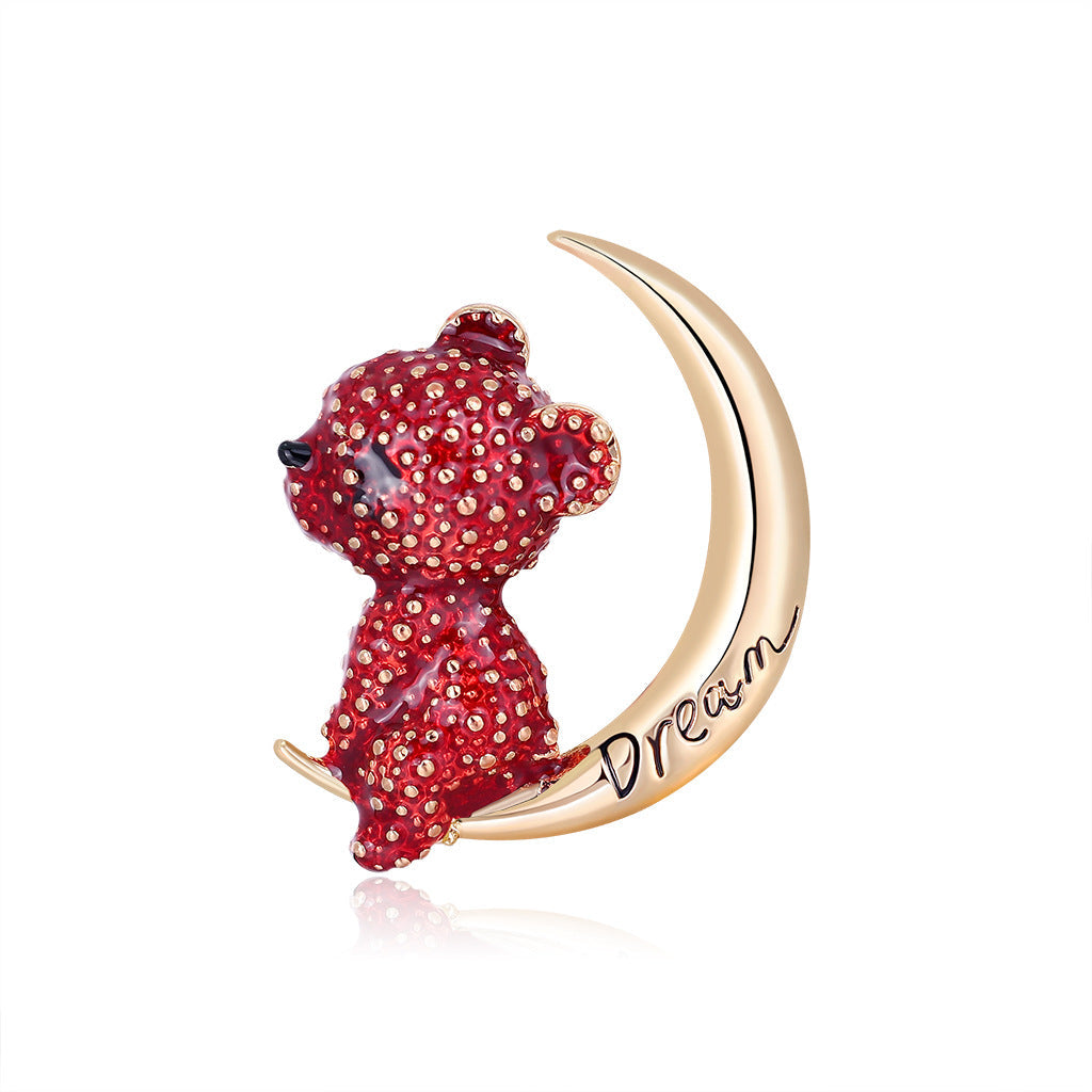 Cute Moon Bear Alloy Oil Dripping Brooch PA5311