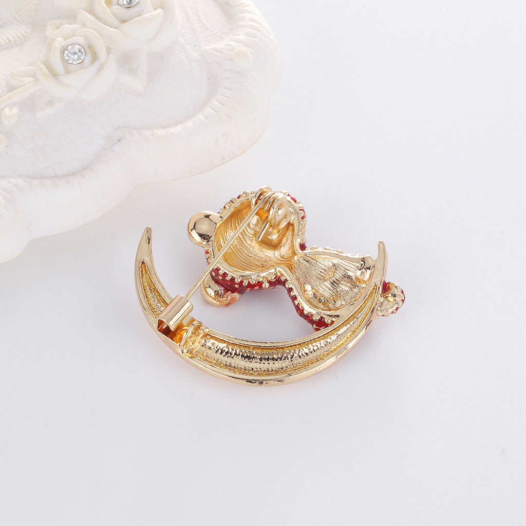 Cute Moon Bear Alloy Oil Dripping Brooch PA5311