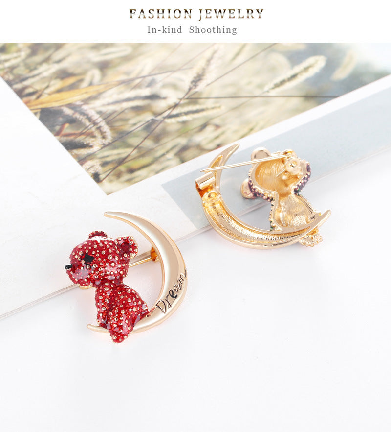 Cute Moon Bear Alloy Oil Dripping Brooch PA5311