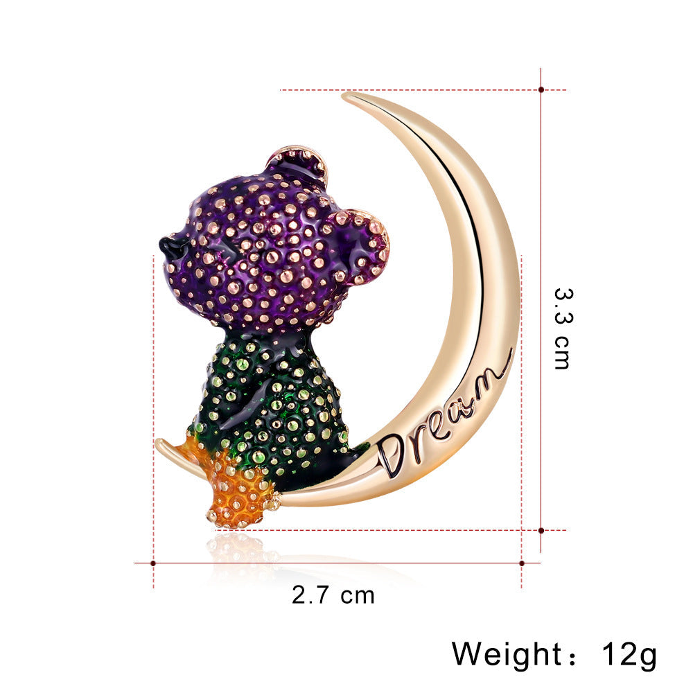 Cute Moon Bear Alloy Oil Dripping Brooch PA5311