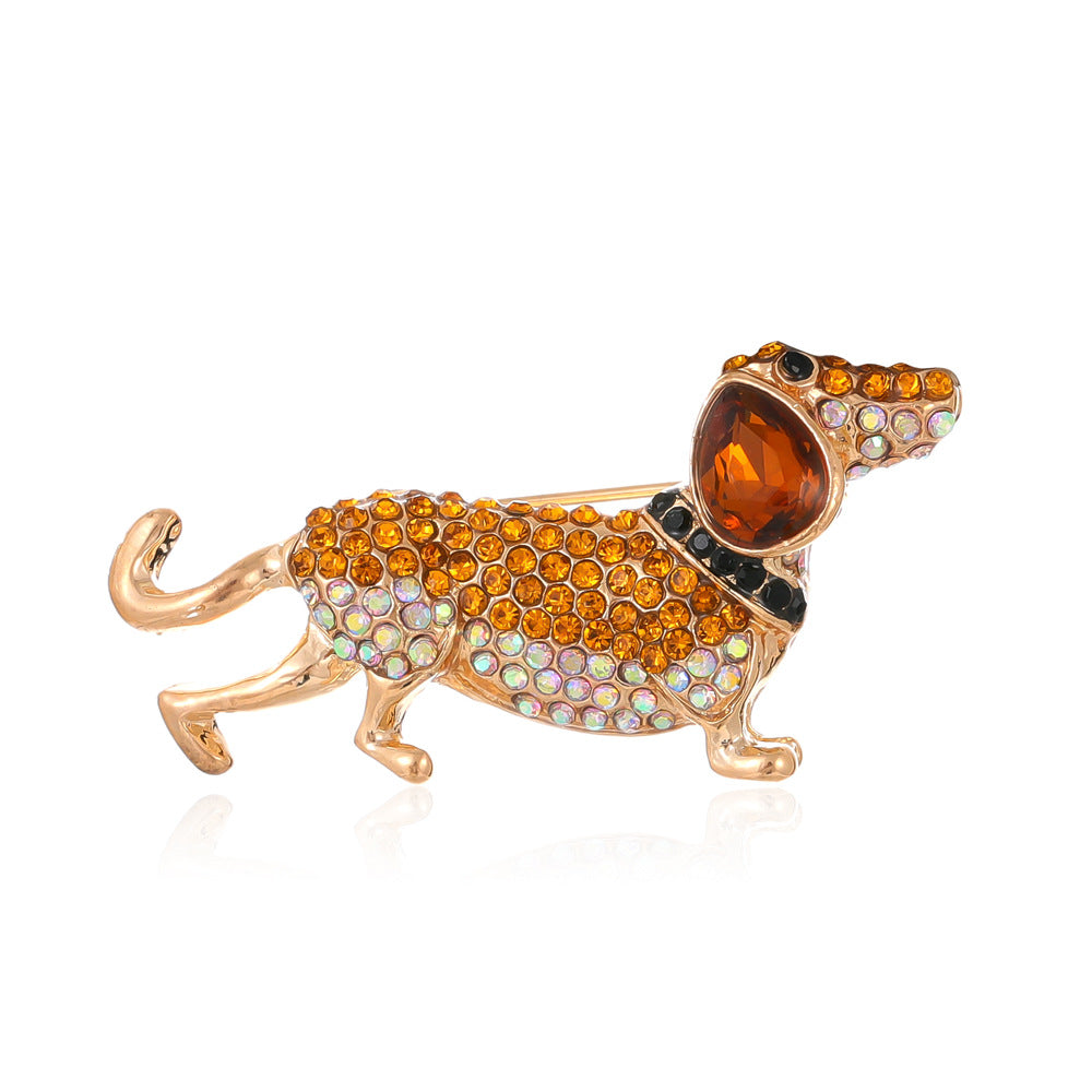 Cute Poodle Puppy Rhinestone Brooch PA5321