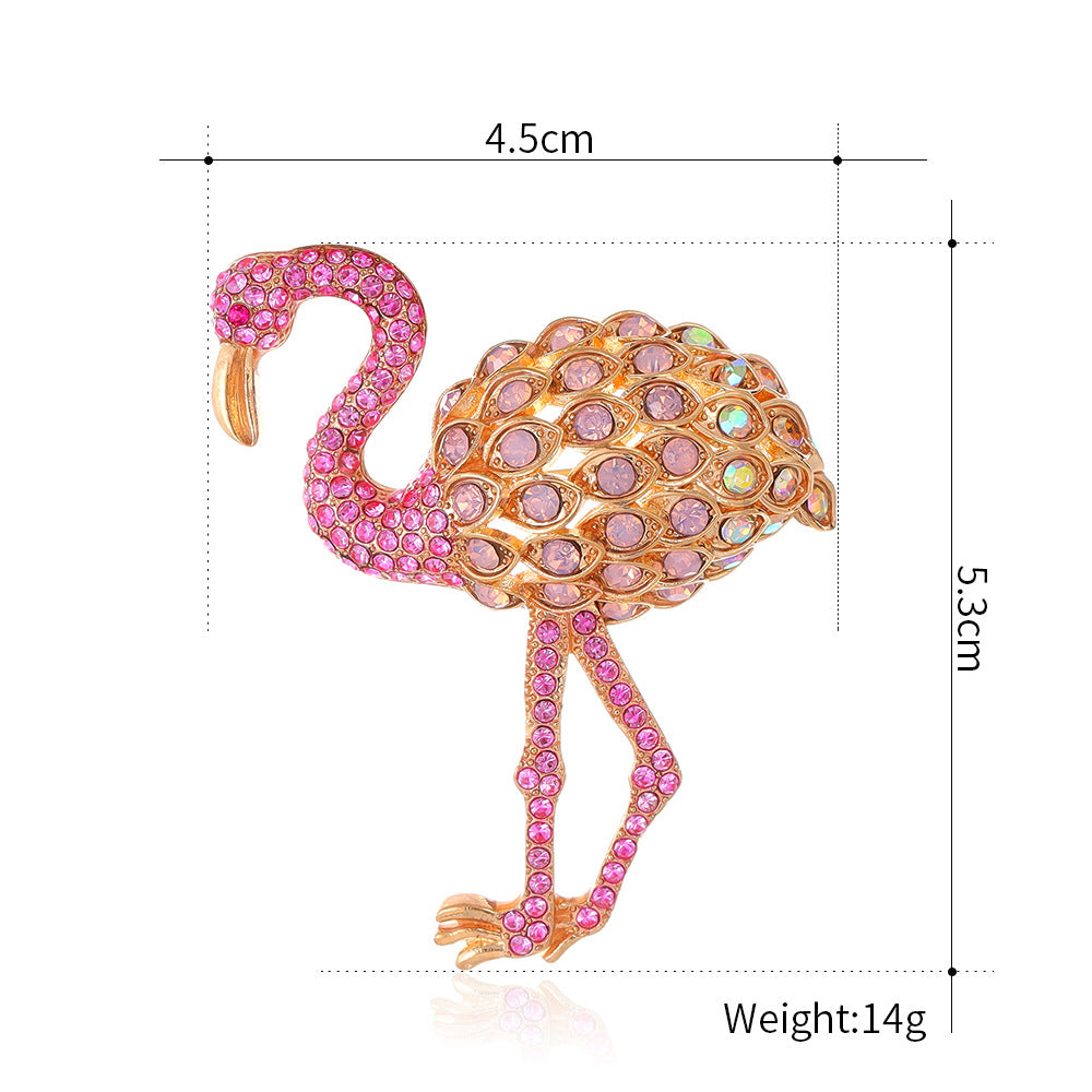 Flamingo Retro Rhinestone Brooch PA5322 - view 3