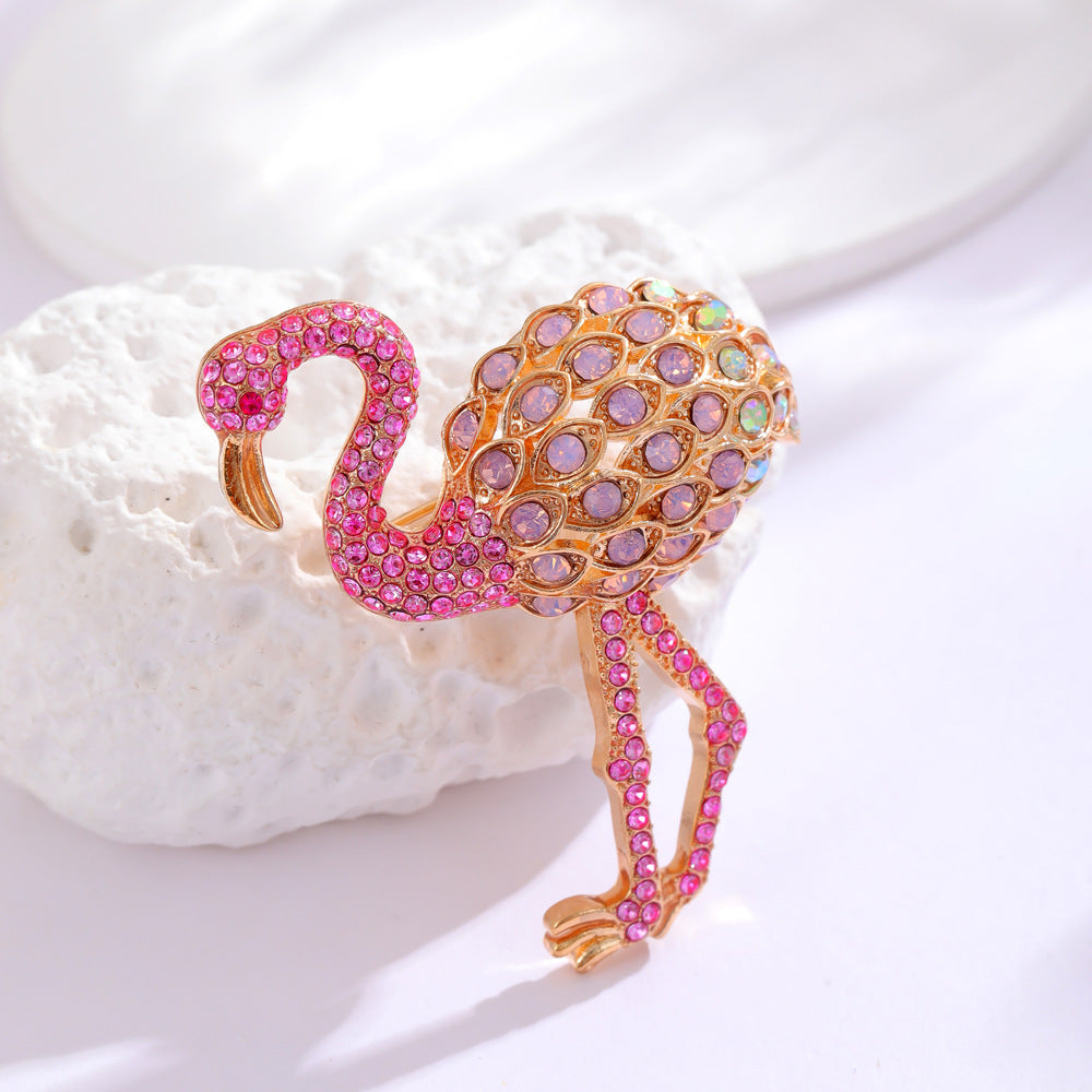 Flamingo Retro Rhinestone Brooch PA5322 - view 7