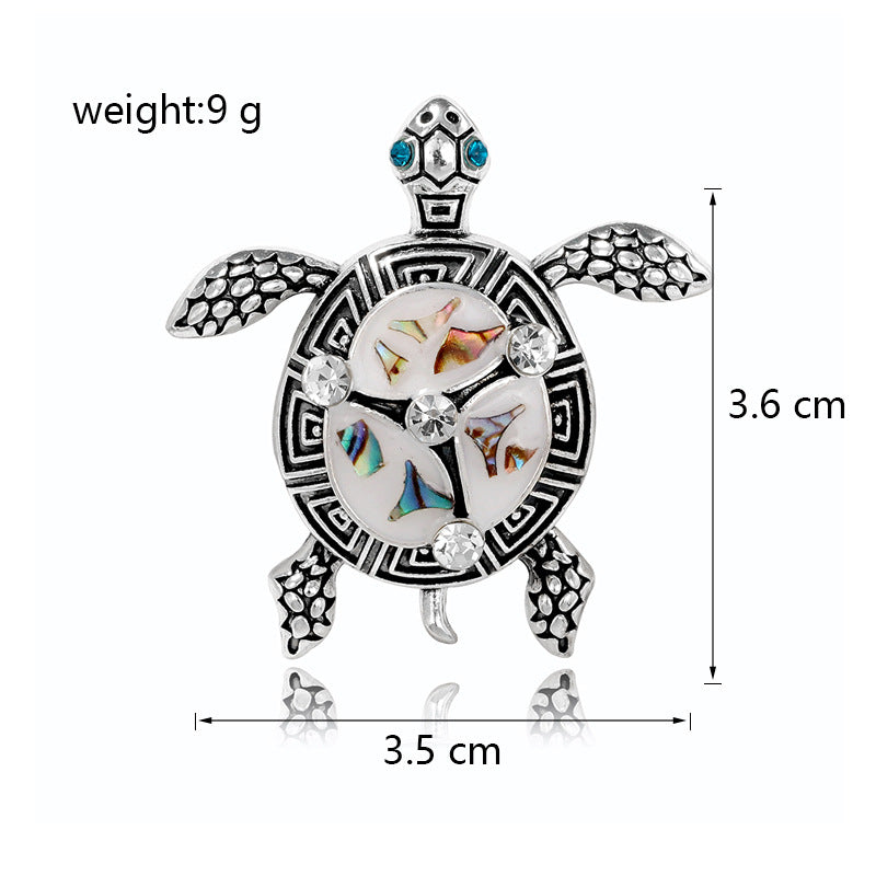 Rhinestone Enamel Sea Turtle Brooch PA5325