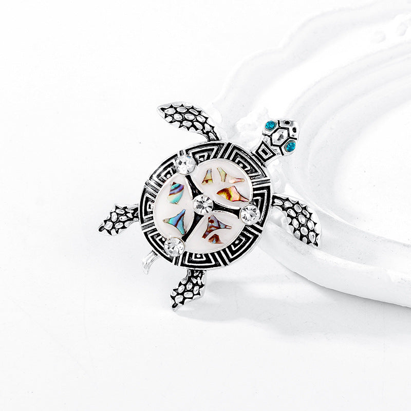 Rhinestone Enamel Sea Turtle Brooch PA5325 - view 3