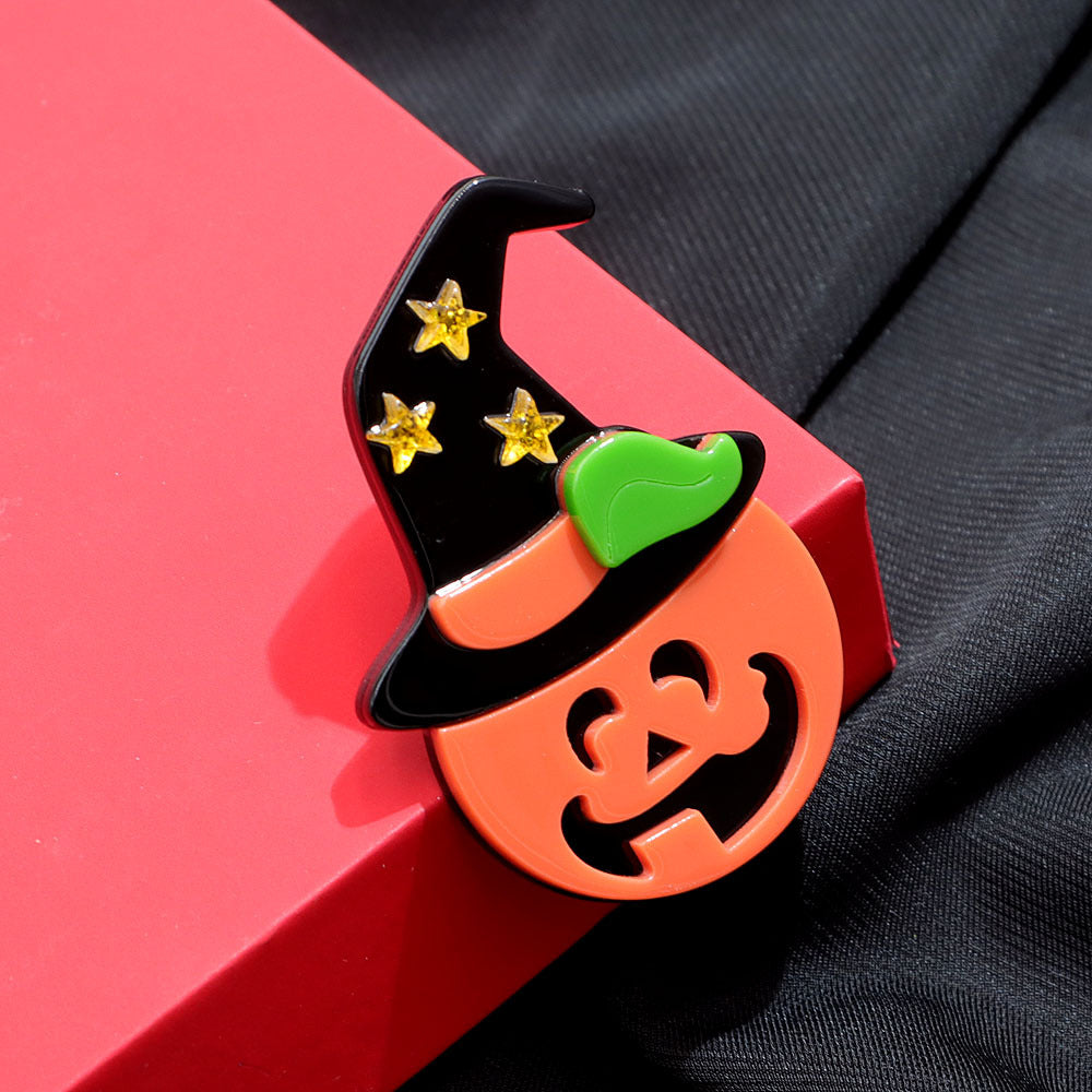 Halloween Pumpkin Ghost Acrylic Brooch PA5343