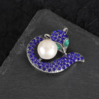 Rhinestone Crystal Pearl Fox Brooch PA5367