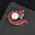 Rhinestone Crystal Pearl Fox Brooch PA5367