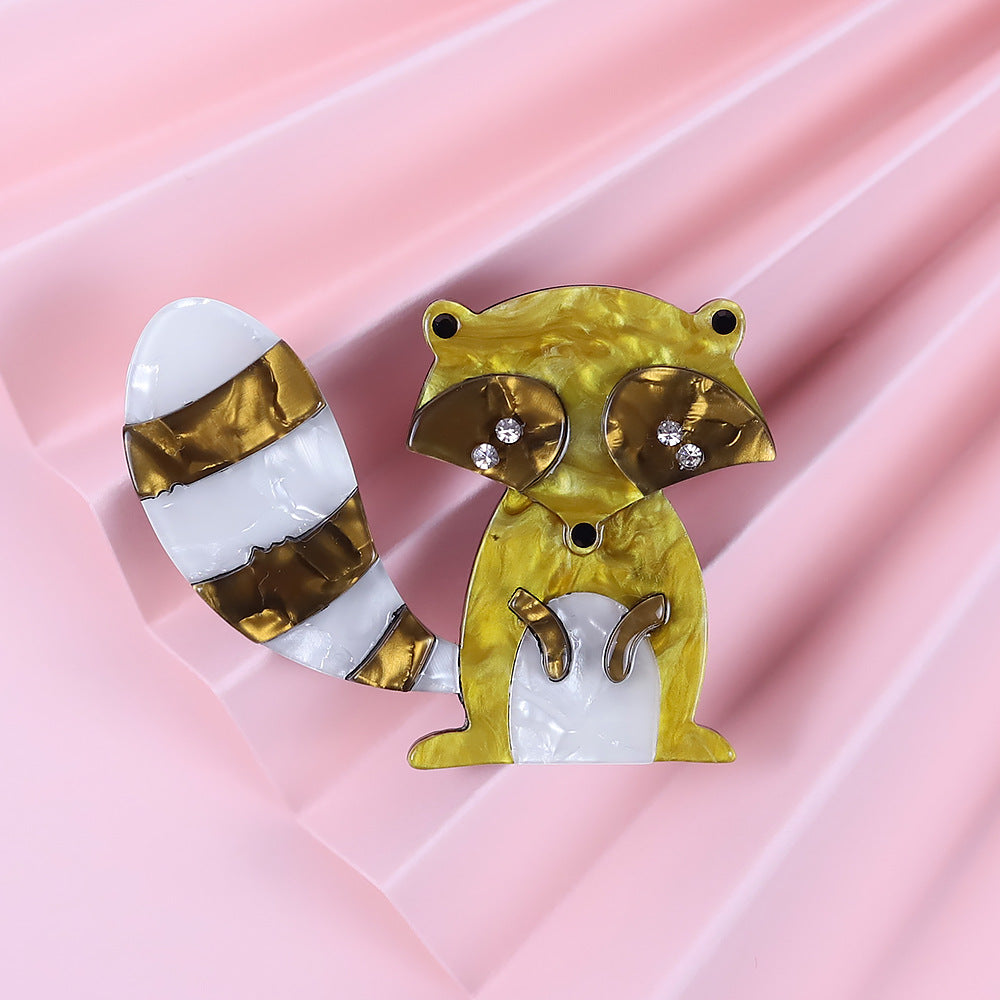 Acrylic Cute Raccoon Animal Brooch PA5385 - view 3