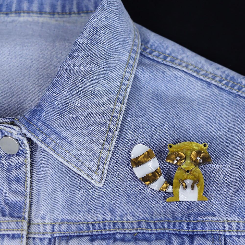 Acrylic Cute Raccoon Animal Brooch PA5385 - view 4