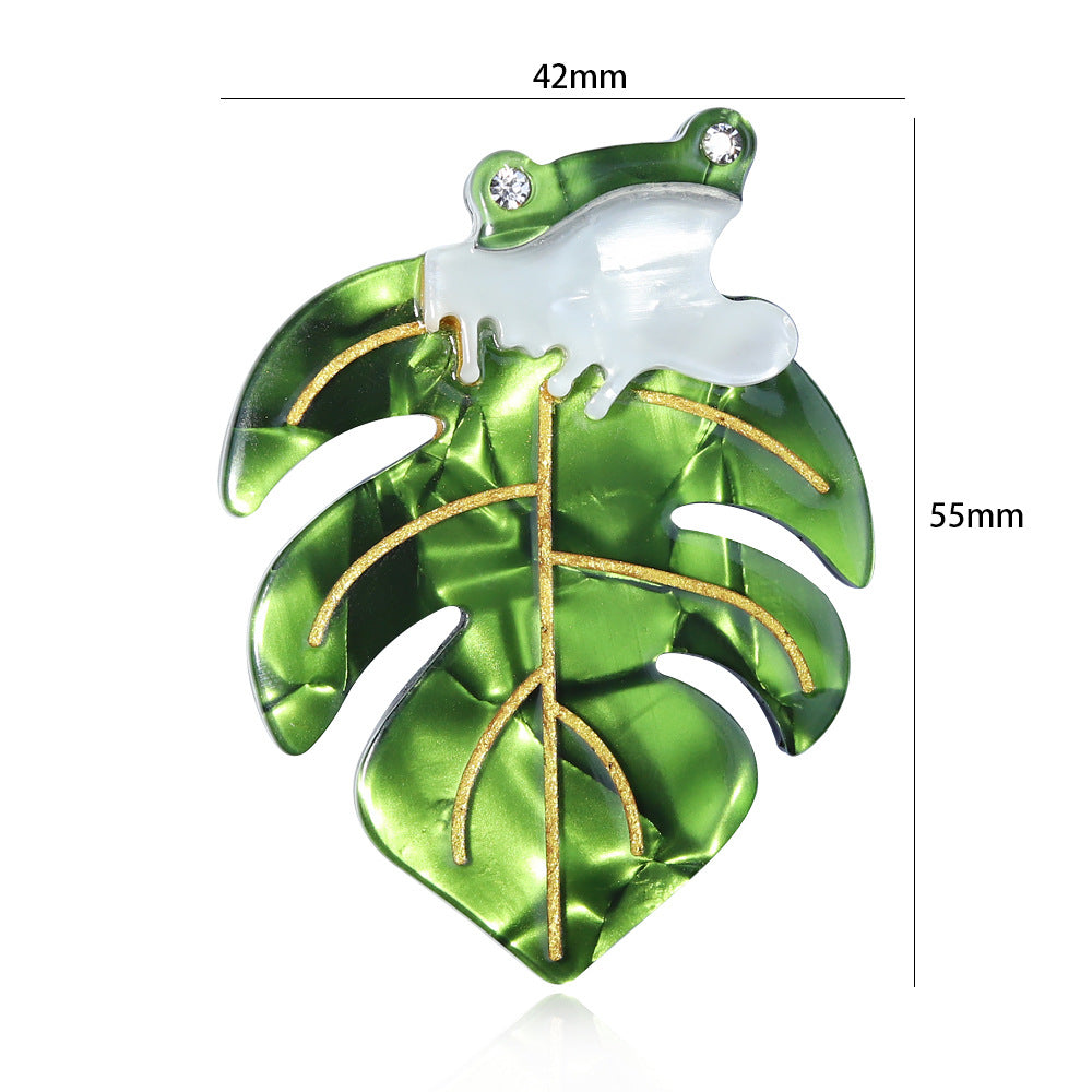 Acrylic Frog Leaf Brooch PA5386 - view 2