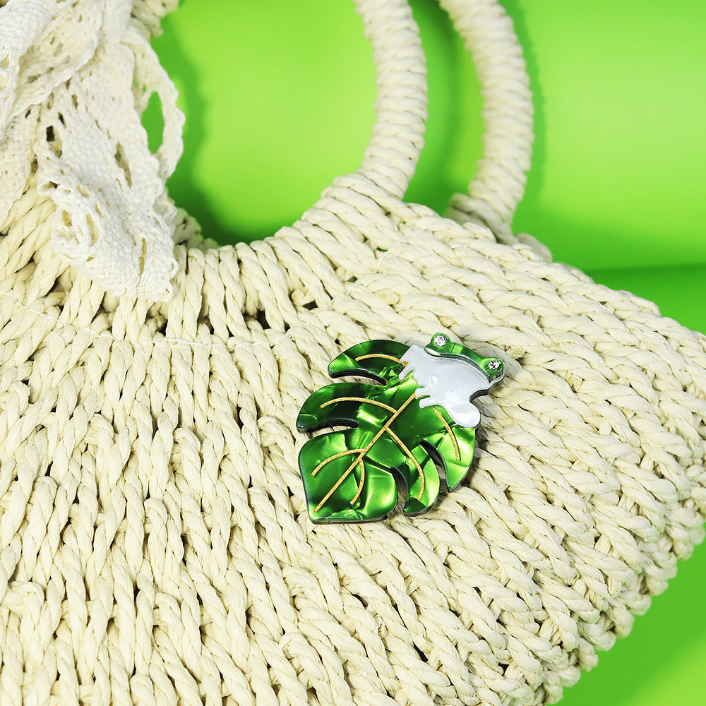 Acrylic Frog Leaf Brooch PA5386 - view 5