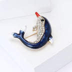 Cute Drip Oil Rhinestone Dolphin Brooch PA5395