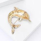 Cute Drip Oil Rhinestone Dolphin Brooch PA5395
