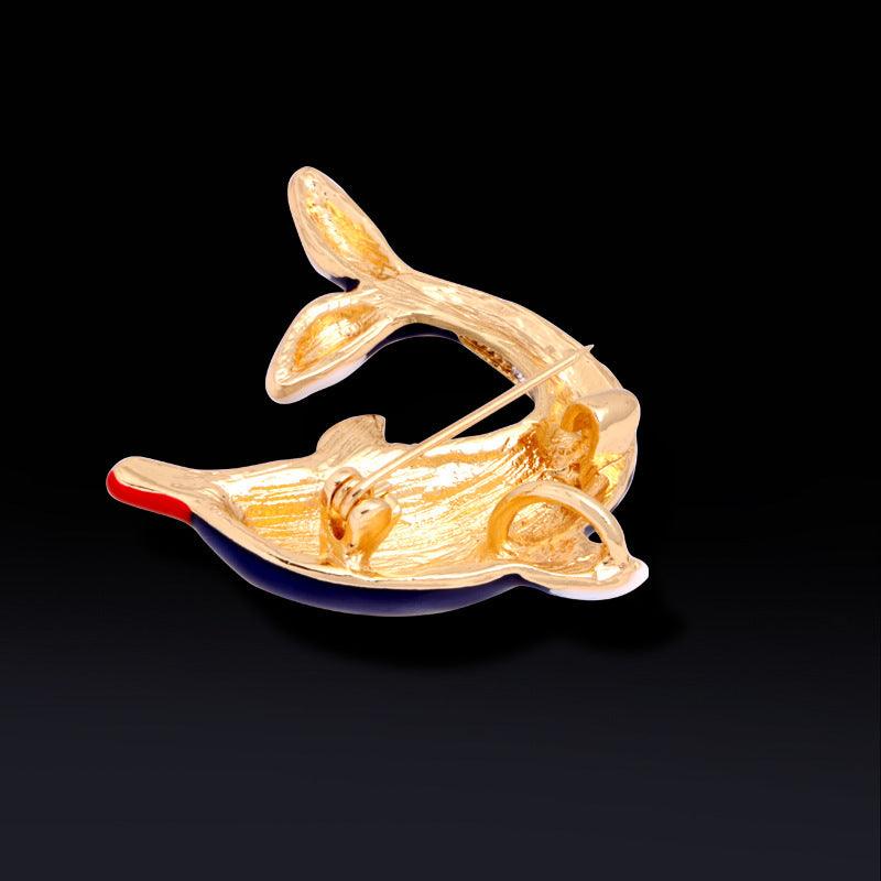 Cute Drip Oil Rhinestone Dolphin Brooch PA5395