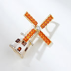 Enamel Lighthouse Windmill Rhinestone Brooch PA5401 - view 3