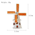 Enamel Lighthouse Windmill Rhinestone Brooch PA5401 - view 2