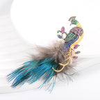 Peacock Feathers Crystal Rhinestone Brooch PA5427 - view 5