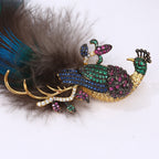 Peacock Feathers Crystal Rhinestone Brooch PA5427 - view 2