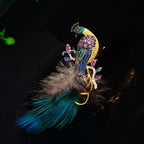 Peacock Feathers Crystal Rhinestone Brooch PA5427 - view 6