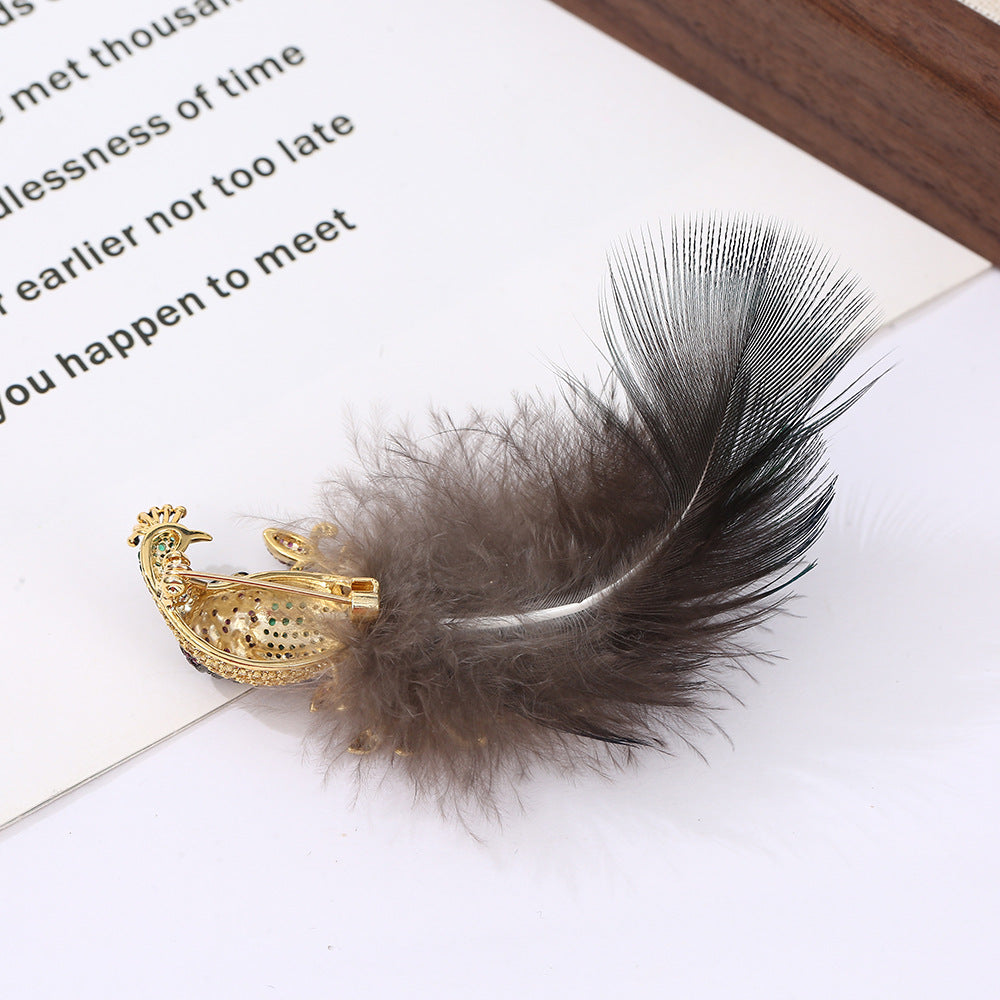 Peacock Feathers Crystal Rhinestone Brooch PA5427 - view 8
