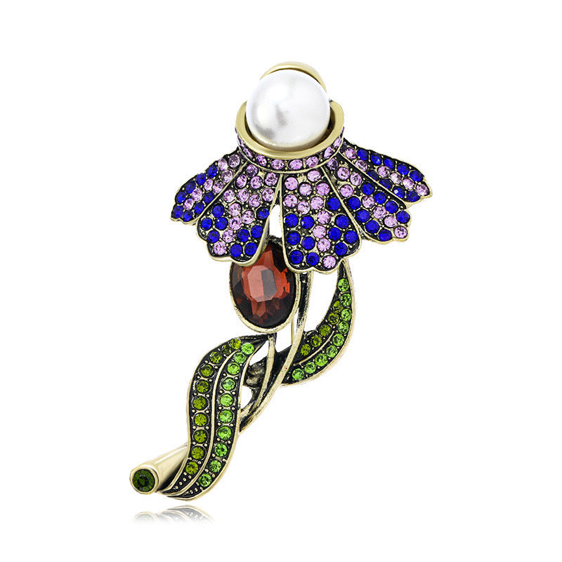 Flower Rhinestone Brooch PA5444 - view 2