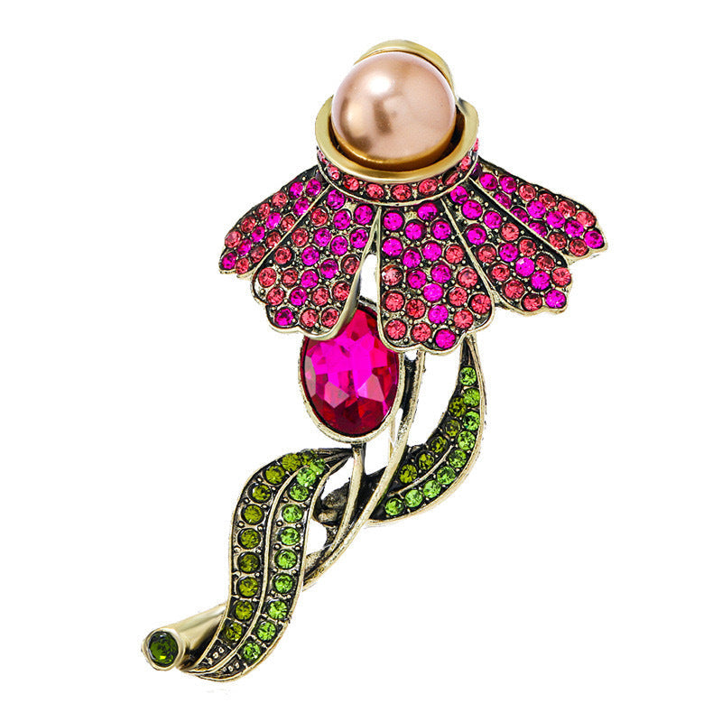 Flower Rhinestone Brooch PA5444
