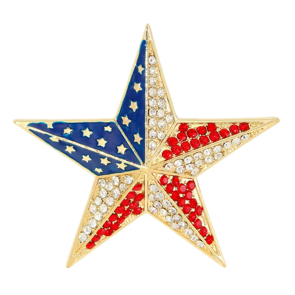 USA Star Rhinestone Brooch PA5446