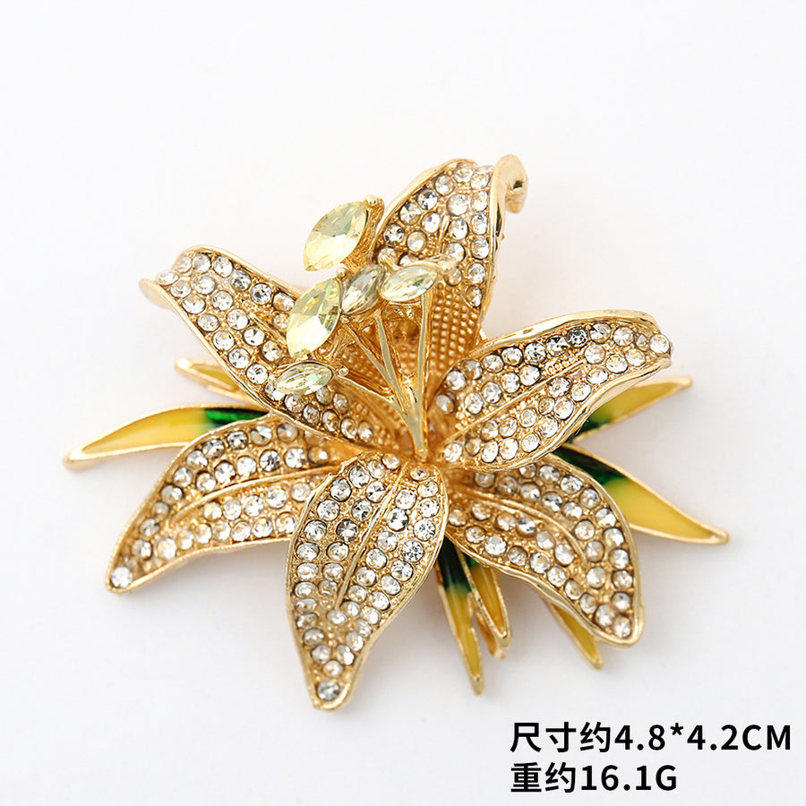 Lily Rhinestone-Embellished Alloy Brooch PA5453