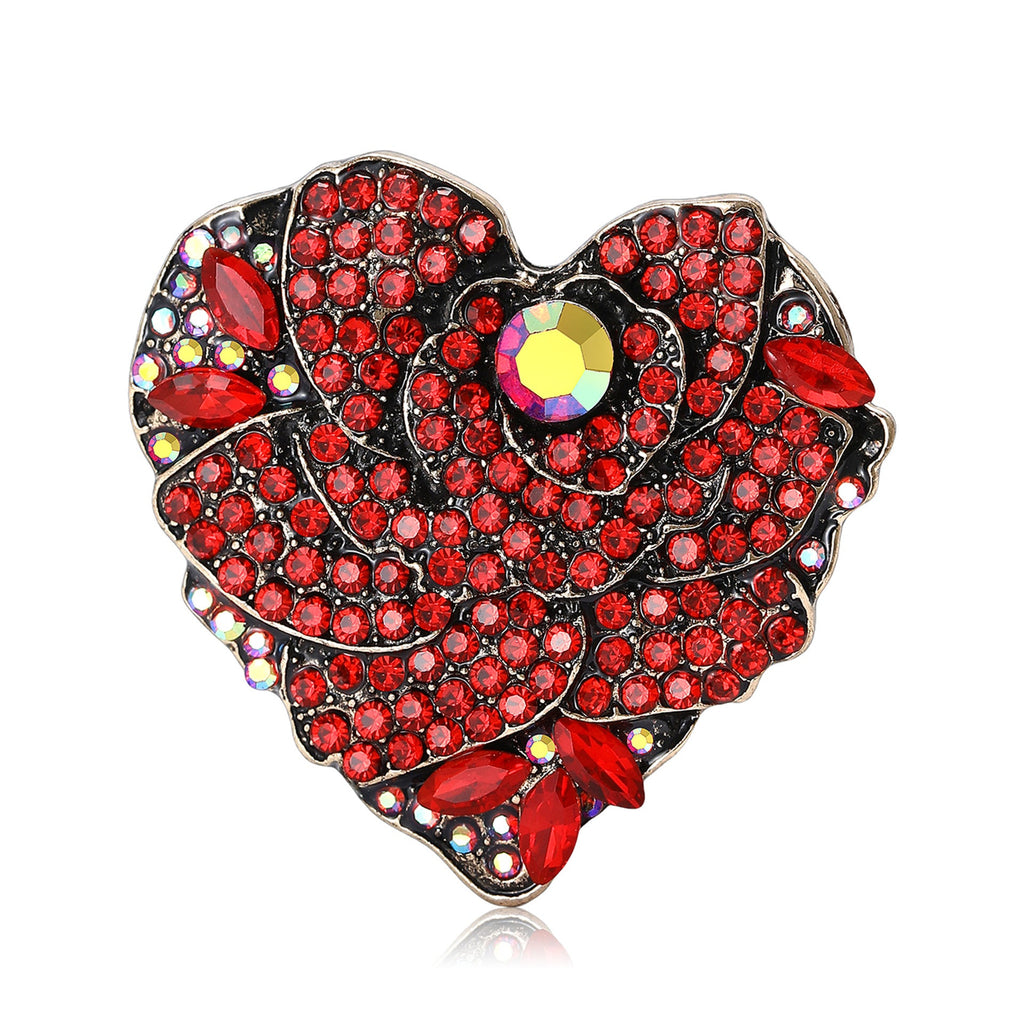 Flower Heart Rhinestone Brooch PA5470