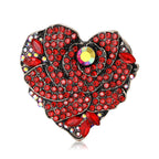 Flower Heart Rhinestone Brooch PA5470