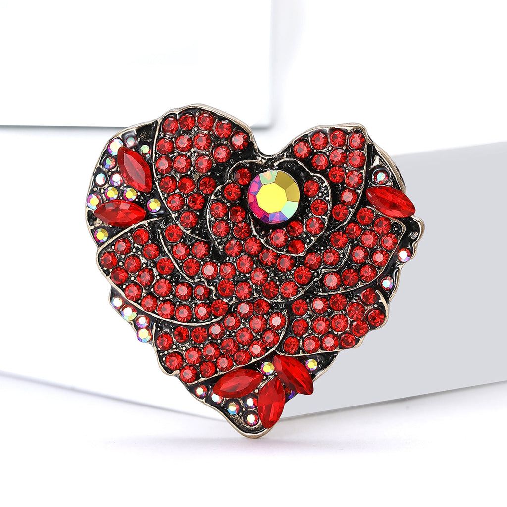 Flower Heart Rhinestone Brooch PA5470 - view 2