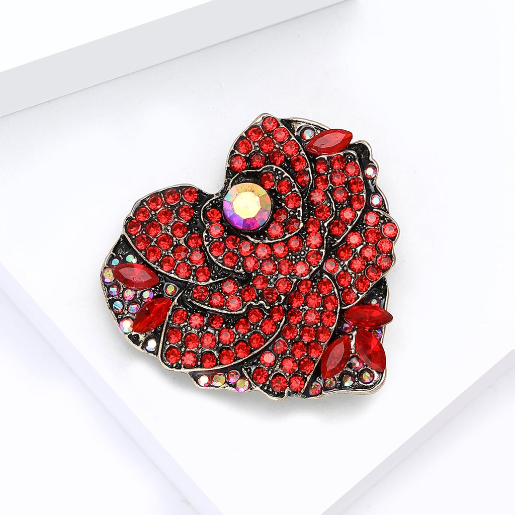 Flower Heart Rhinestone Brooch PA5470 - view 3