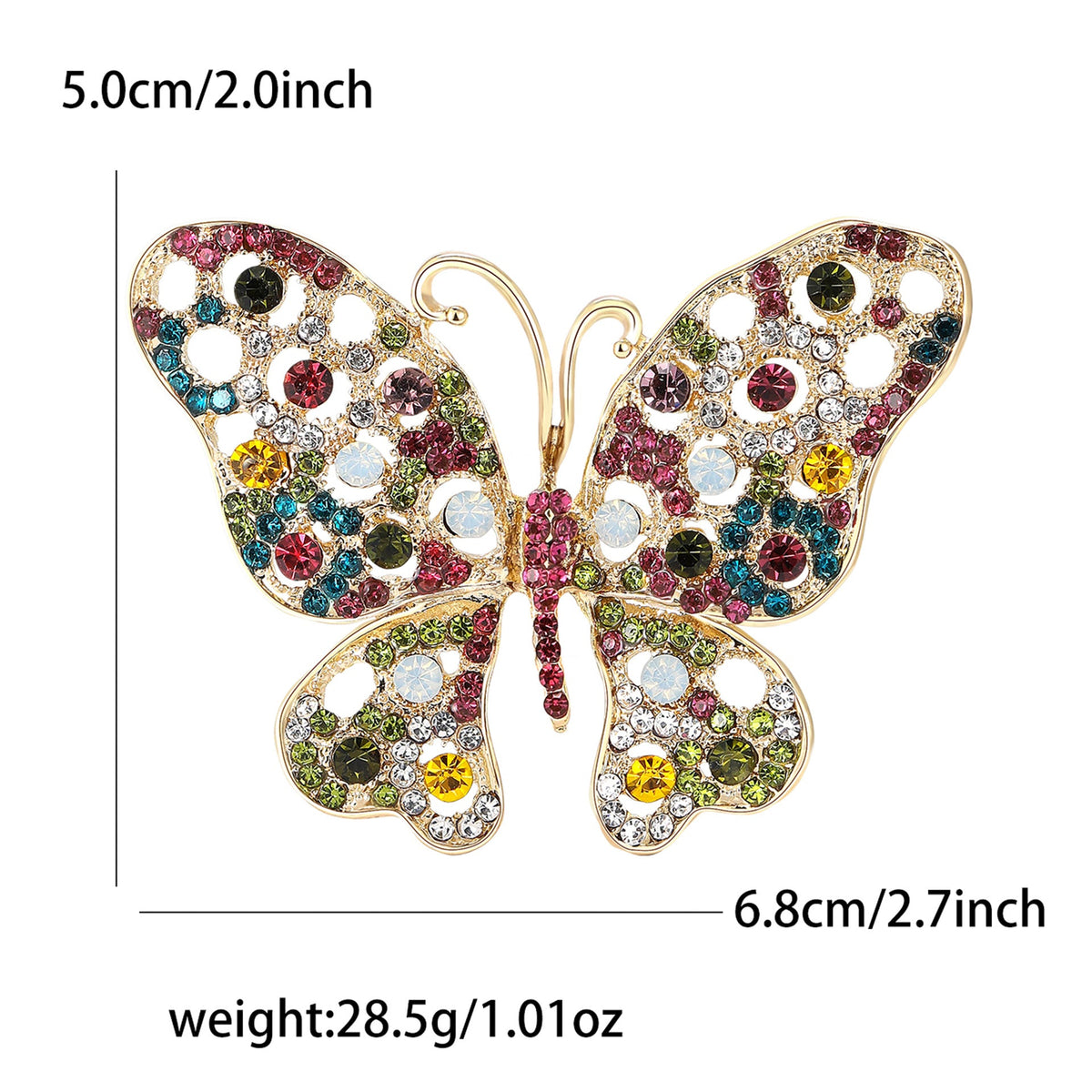 Butterfly Rhinestone Alloy Brooch PA5627