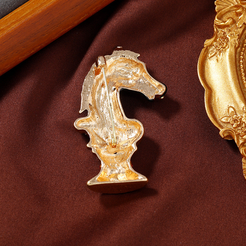 Chess Horse-Shaped Rhinestone Brooch PA5543 - view 4