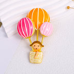Hot Air Blloon and Girl  Alloy Rhinestone Brooch PA5544