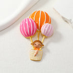 Hot Air Blloon and Girl  Alloy Rhinestone Brooch PA5544