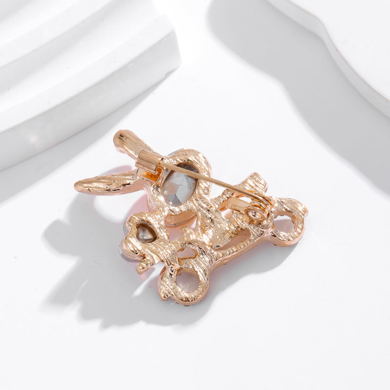 Bicycle Bunny Rhinestone Brooch PA5548 - view 3