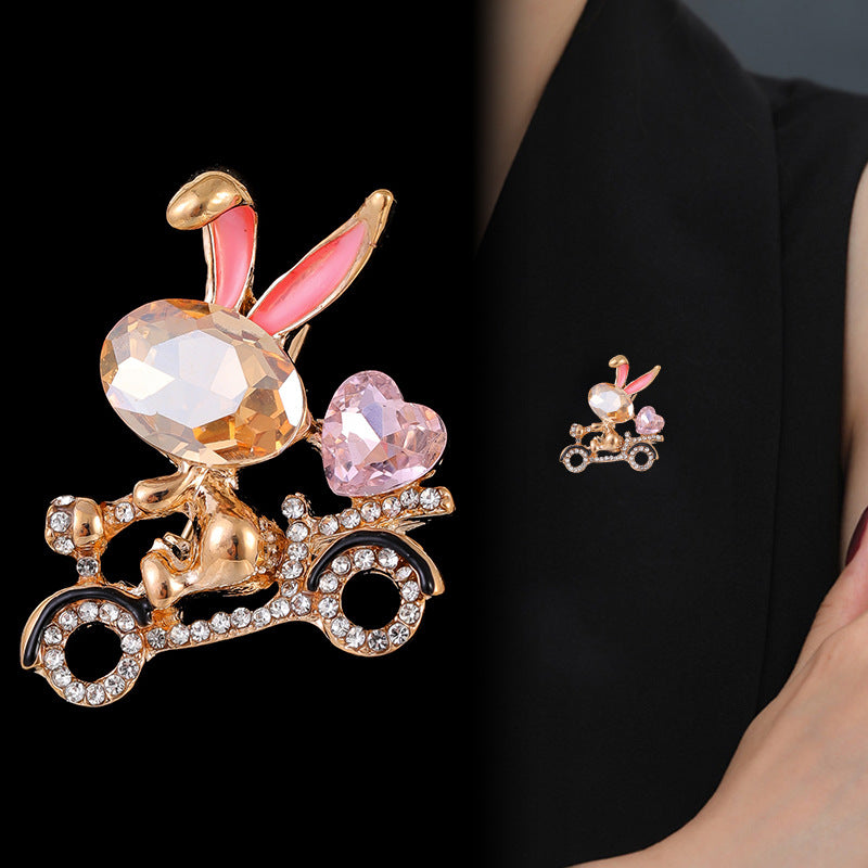Bicycle Bunny Rhinestone Brooch PA5548 - view 4
