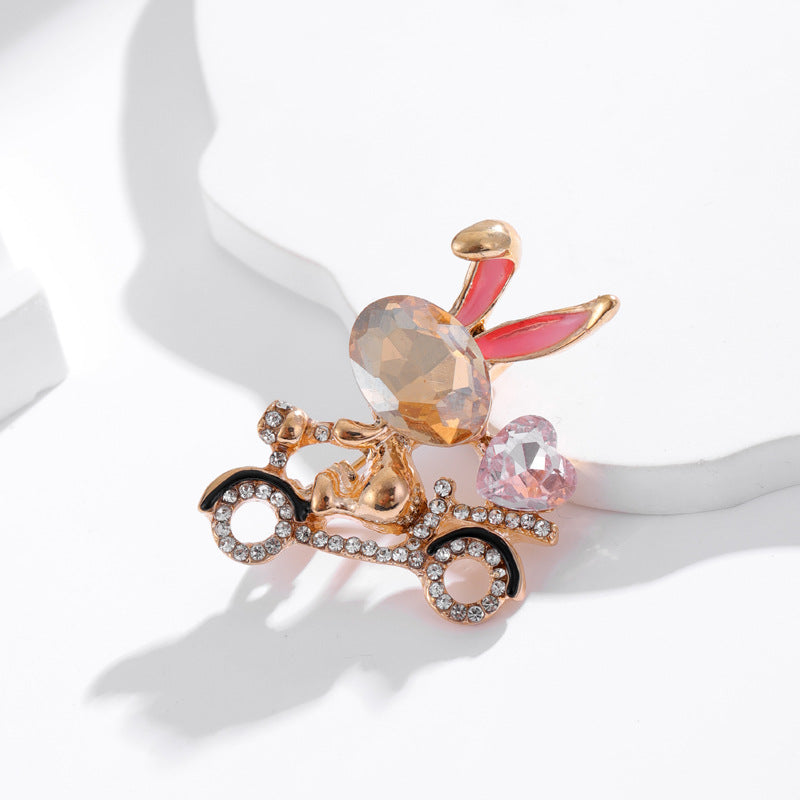 Bicycle Bunny Rhinestone Brooch PA5548 - view 2