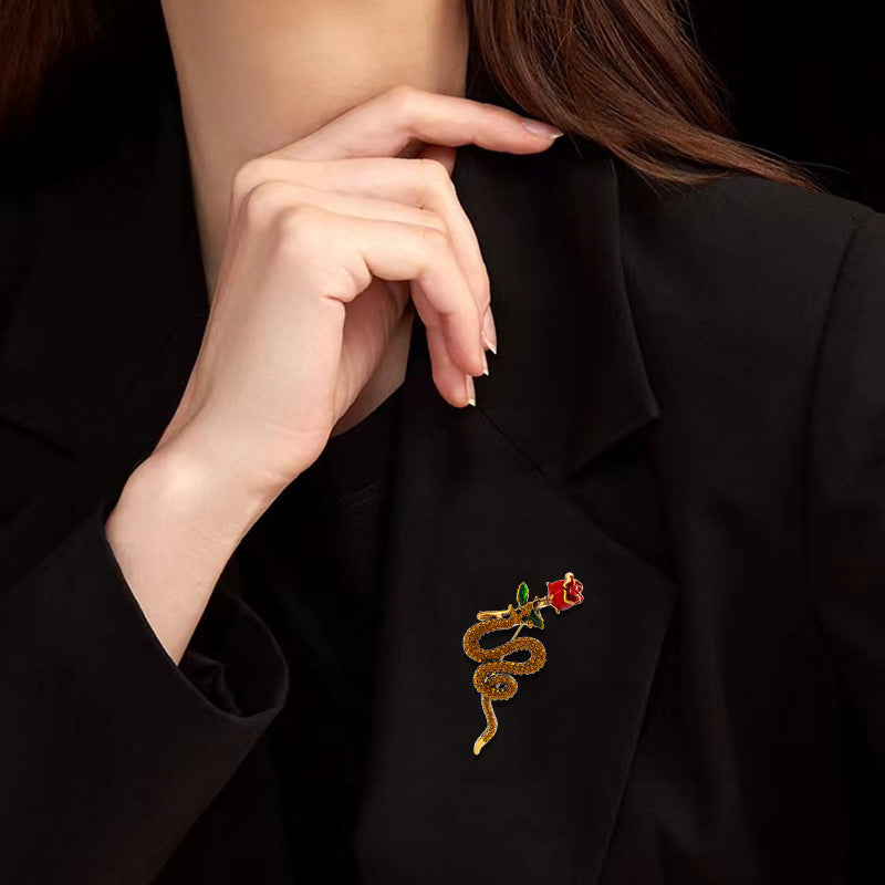 Rose Snake Brooch PA5556 - view 7