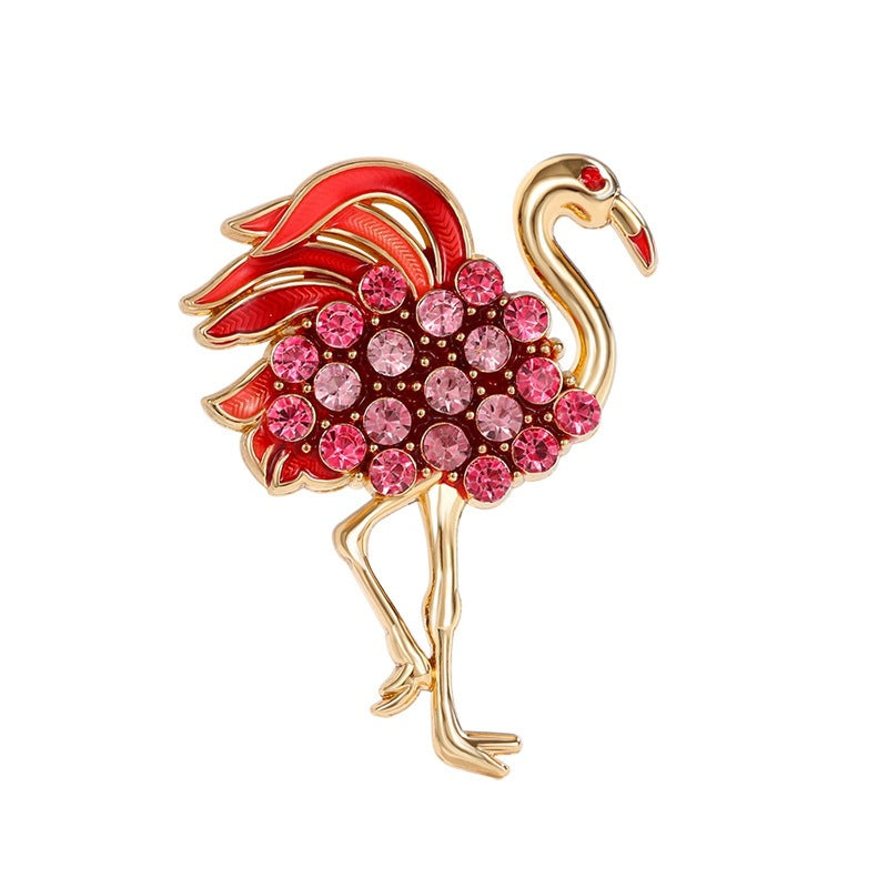 Flamingo Rhinestone Brooch PA5560 - view 2